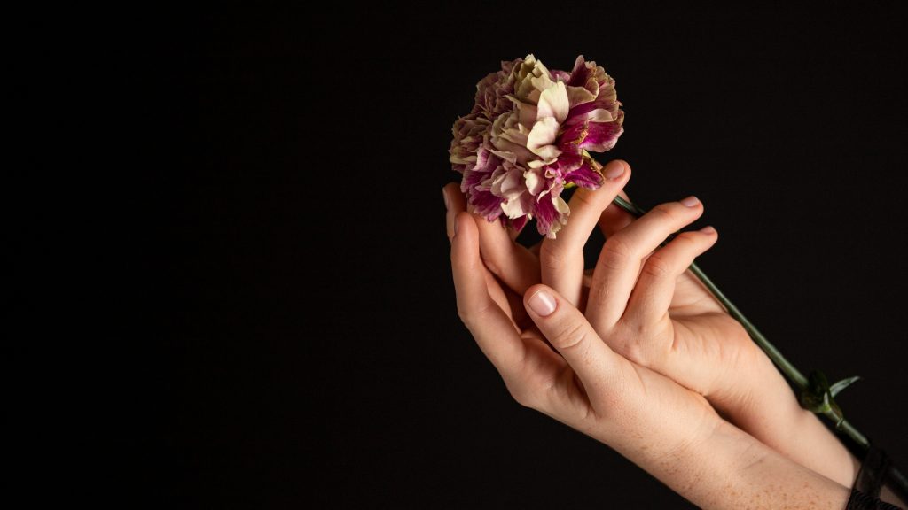 close-up-woman-holding-flower